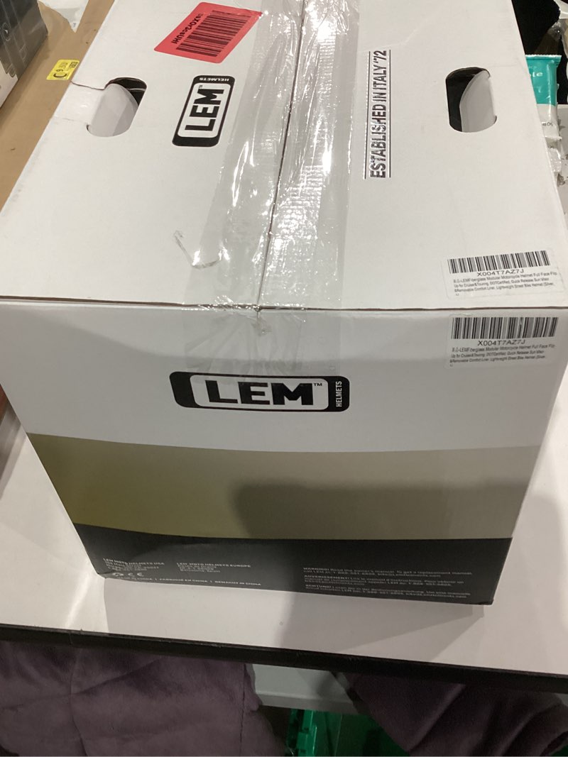 Condition photo showing New/Like New for LEM Modular Motorcycle Helmets Fiberglass, Full Face Motorcycle Helmet Flip Up for Touring, DOT Certified, Release Sun Visor & Removable Comfort Liner, Lightweight Street Bike Helmet (Silver, L) Large Silver