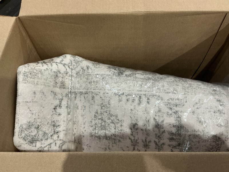 Condition photo showing Good Condition for gray area rug 5x7 machine washable vintage living room distressed non slip carpet traditional indoor bedroom grey retro floral accent throw large rug for office kitchen bathroom dining room 5' x 7' (rectangular) accent | grey