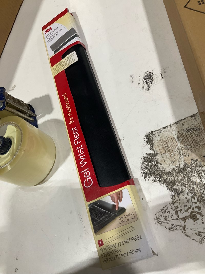 Condition photo showing As Is for 3m keyboard wrist rest, gel, black leatherette, wired, kp200le