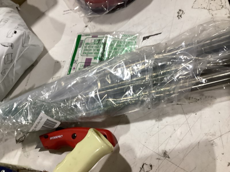Condition photo showing As Is for mcrbeay shower curtain rod, 1" diameter heavy duty tension shower rod, non slip adjustable 28-74 inch no drilling shower curtain rods spring tension for bathroom, shower stall, no rust, silver 28-74 inches silver