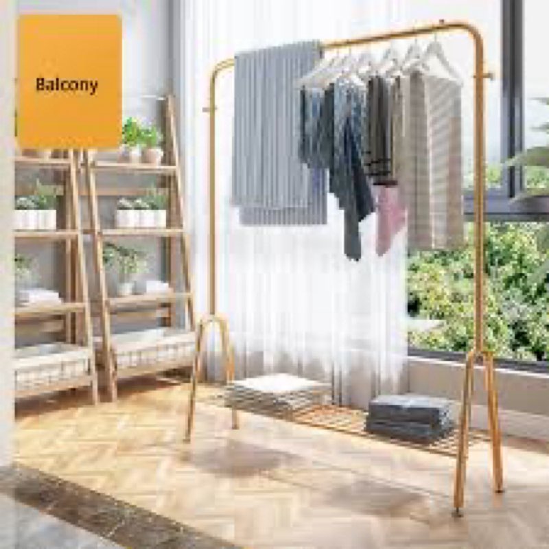 SKVLF Garment Rack Modern Clothing Rack Metal Garment Rack With Shelves And 2 Hooks Large Capacity Clothes Rail Bedroom Coat Rack, Load Bearing 80KG(Size:100x33x147CM