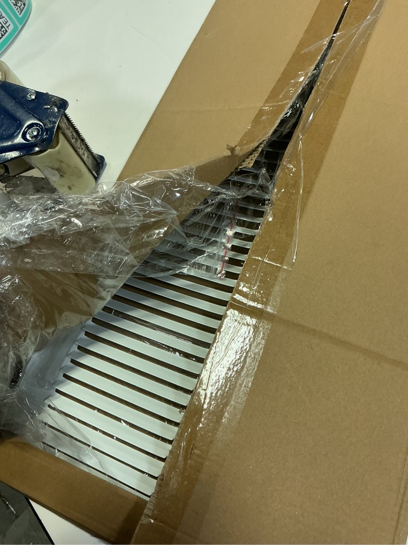 Condition photo showing Good Condition for HVAC Premium 10'' x 28'' [Duct Opening] Flat Stamped Steel Return Air Grille - Sidewall and Ceiling - HVAC Vent Duct Cover - White [Outer Dimensions: 11.75''w X 29.75''h]