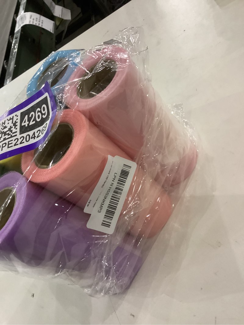MEEDEE Pastel Tulle Ribbon 6 Rolls Tulle Fabric Spool Ribbon, 6 inch by 25 Yards/Spool, Perfect for 