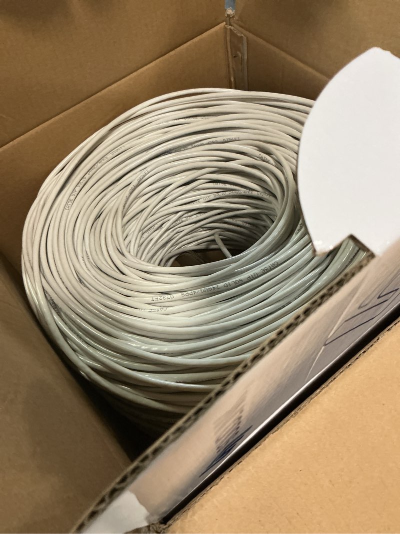 Condition photo showing Good Condition for cat5e ethernet cable 1000ft – 24awg solid cca utp unshielded cat 5e, high speed lan network, rj45 cable, easy pull box ethernet cord (white)