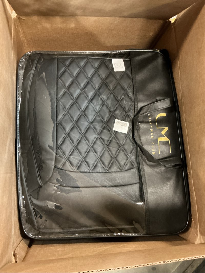 Condition photo showing New/Like New for LUCKYMAN CLUB F150 Faux Leather Seat Covers Fit for 2015-2025 F150 SuperCrew and 2017-2025 F250 F350 F450 Super Duty Crew Cab Pickup Trucks(Full Set, Black) (2015-2026) Full Set Black