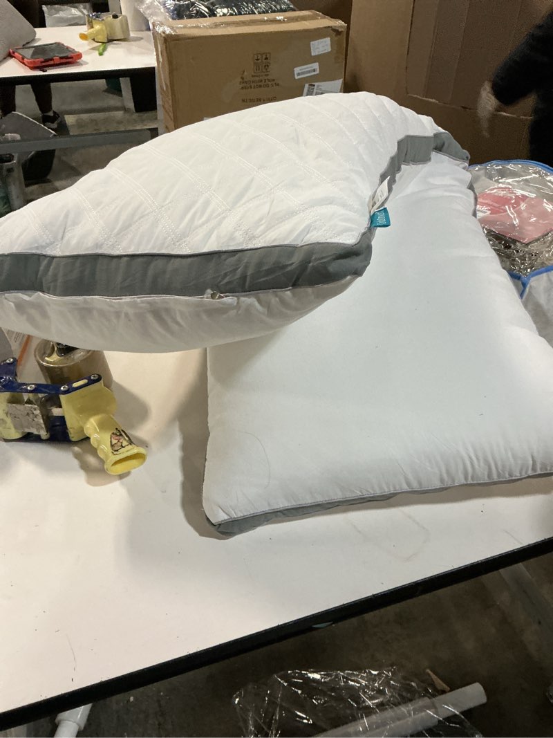 Condition photo showing As Is for Oubonun Premium Adjustable Loft Quilted Body Pillows - Firm and Fluffy - Quality Plush - Down Alternative - Head Support Pillow - 21"x54" White-gray Side