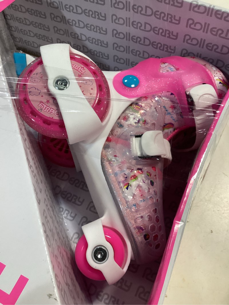 Condition photo showing Good Condition for roller derby qued skates 11-2 roller skates for toddlers beginners boys unicorn mermaid rainbow gift for indoor outdoor sports