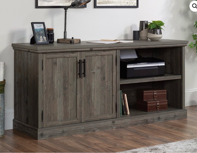 office storage credenza in pebble pine