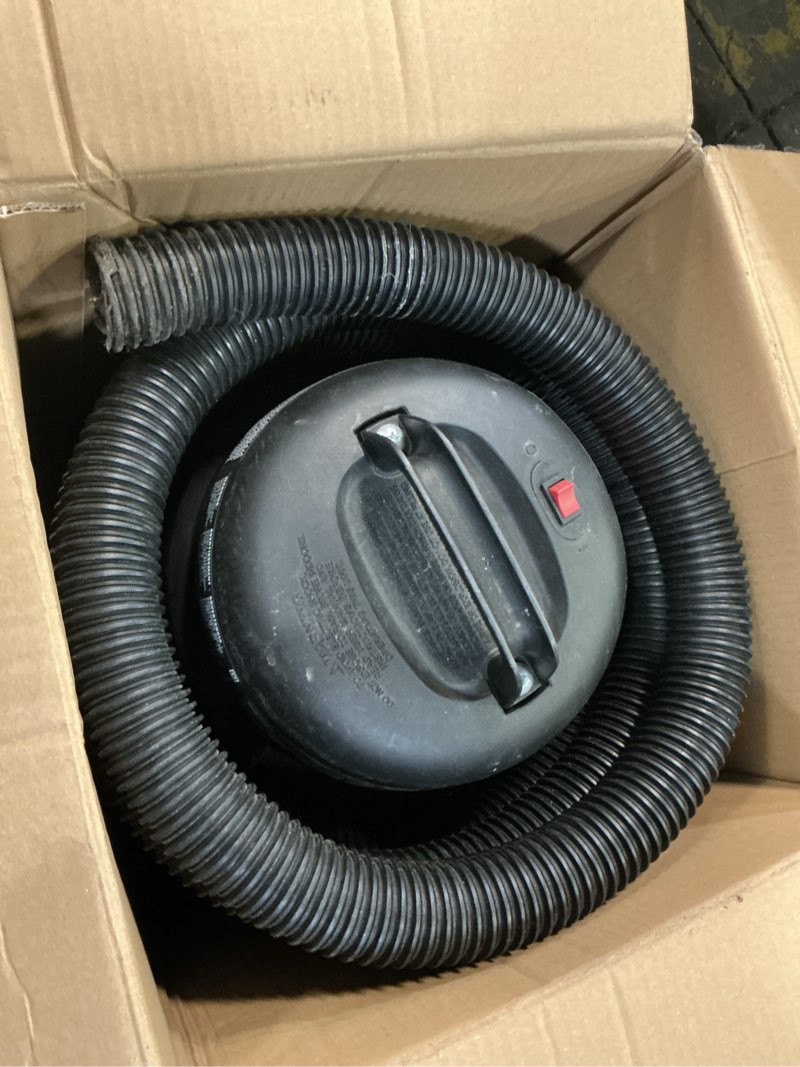 Condition photo showing As Is for shop-vac 9522205 5 gallon 5.5 peak hp hangup wet/dry vacuum, 1.25 inch diameter x 18 foot hose, 6 foot cord, wall mount included, ideal for garage, workshop & home
