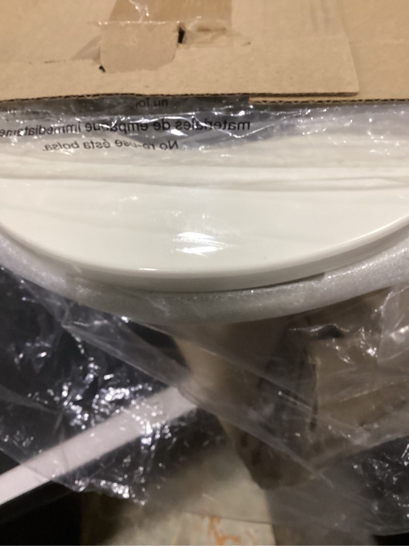 Condition photo showing New/Like New for centoco heavy-duty elongated toilet seat, wood core with scratch-resistant plastic finish, won't crack or fade, residential, made in the usa, dsamaz9-106, bone bone elongated standard / made in the usa