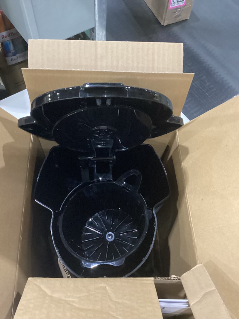 Condition photo showing Good Condition for NOT TESTED BLACK+DECKER 12-Cup Digital Coffee Maker, Programmable, Washable Basket Filter, Sneak-A-Cup, Auto Brew, Water Window, Keep Hot Plate, Black Black coffeemaker