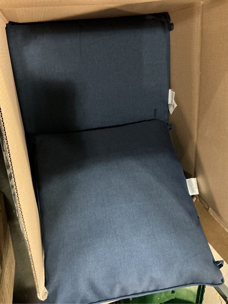 Condition photo showing Good Condition for arden outdoor deep seat cushion set, 24 in x 24 in, weather-proof, rain-proof, fade resistant patio cushion for chair, sofa, and couch sapphire blue leala polyfill sapphire blue leala 1 pack