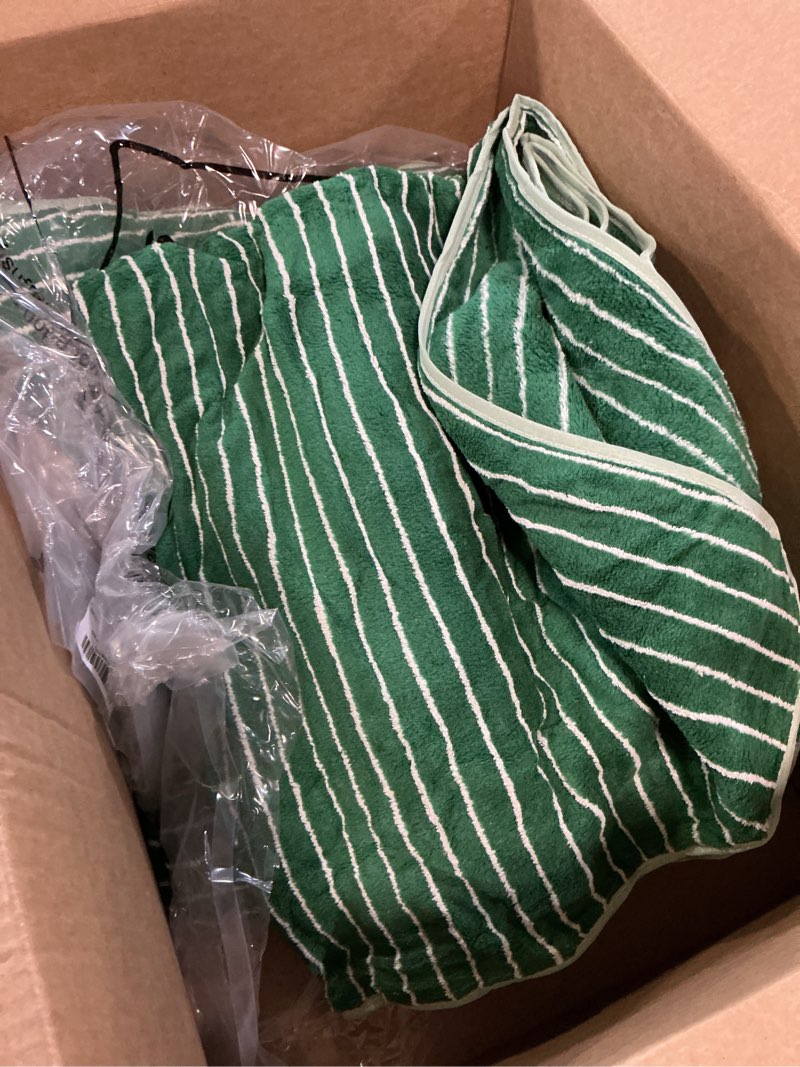 Condition photo showing Good Condition for 4 pieces extra large green striped bath towels set 35 x 70 in coral fleece oversized beach pool bathroom towel highly absorbent soft quick dry shower bath sheets for hotel spa