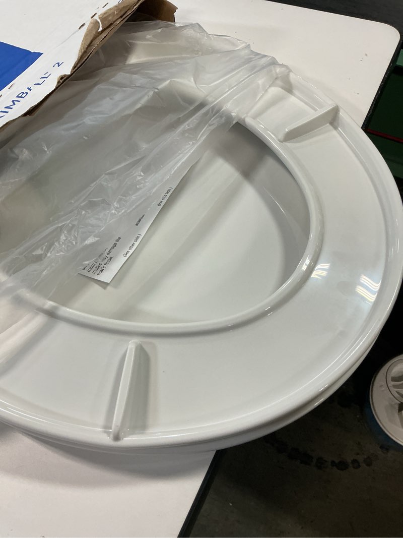 Condition photo showing As Is for Kimball 2 Round Soft-Close Never-Loosens Plastic Toilet Seat in White