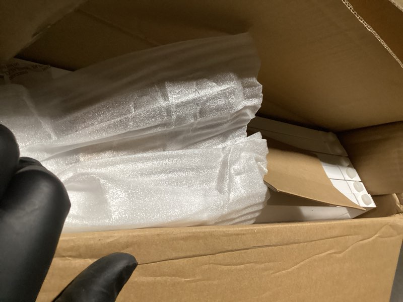 Condition photo showing Good Condition for Freestanding Pet Gate for Dogs, Indoor Wooden Foldable Dog Gate for House, Extra Wide, Pet Fence for Stairs, Doorways, Halls, Support Feet Included, 120 Inch Wide, 6 Panels 32",White 32" Height-6 Panel White & Black