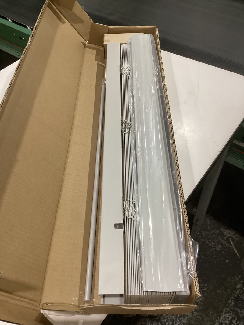 Condition photo showing Good Condition for LOTUS & WINDOWARE Cordless Faux Wood Blinds, 31" Wide x 48" Long,Smooth,Light Gray, 2 Inch Horizontal Blinds – for Living Room, Bedroom, Interior Door Windows Light Gray 31"W x 48"H