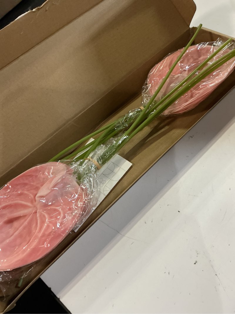 Condition photo showing Good Condition for ling's moment artificial anthurium plants, 8pcs shabby blush foam filler flower, pink faux greenery stems for diy wedding bouquets centerpieces arrangements bridal shower party home decorations pk-shabby blush