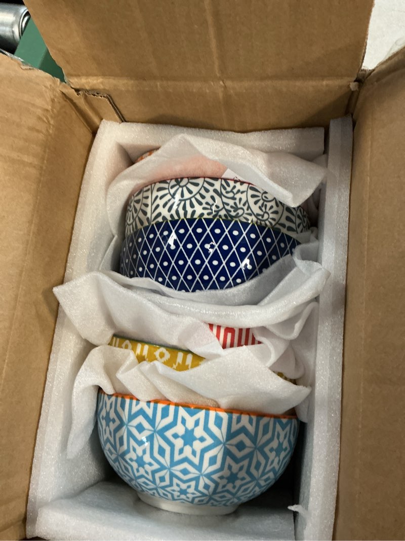 Condition photo showing New/Like New for selamica ceramic cereal bowls set of 6, 24 oz deep soup bowls for kitchen, 5.9 inch dessert bowls for salad, pasta, oatmeal, ramen, microwave dishwasher safe, set of 6, assorted colors assorted colors 5.9 inch