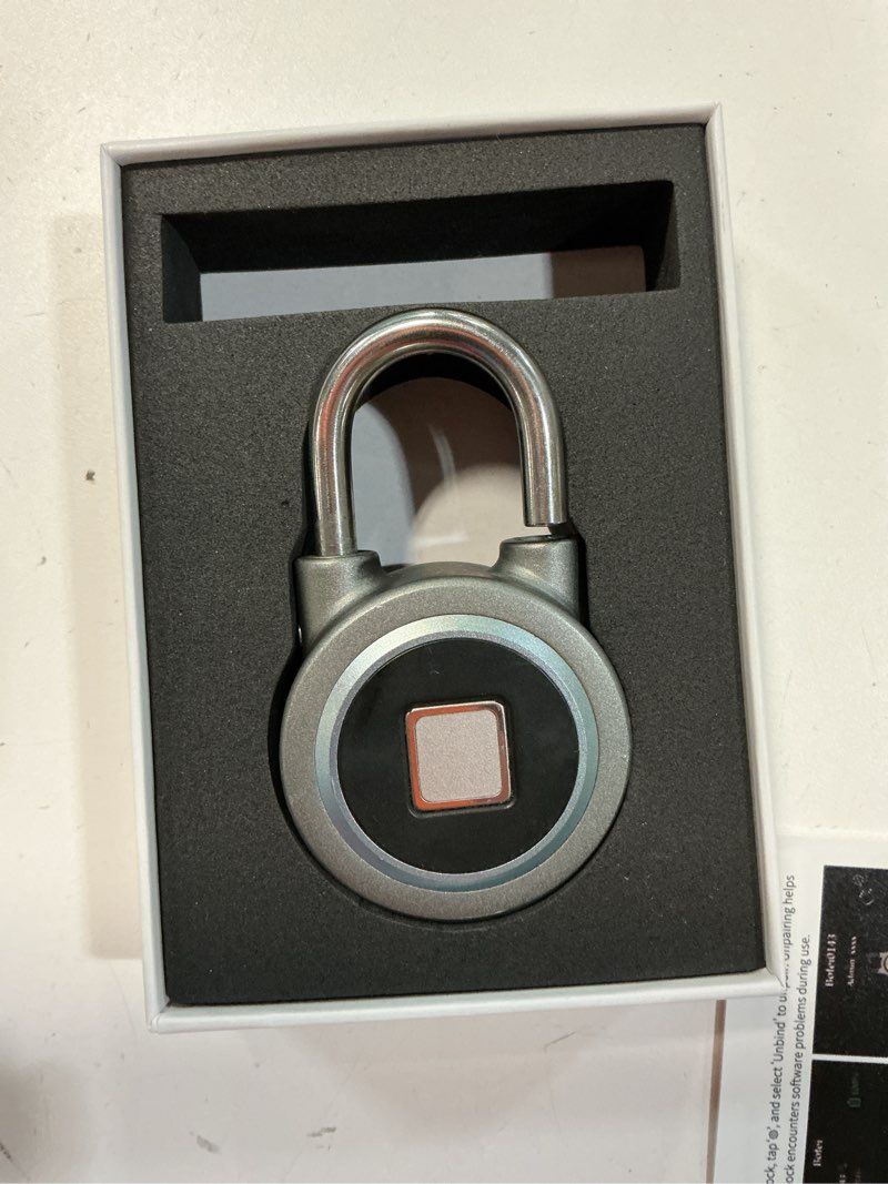 Condition photo showing Good Condition for fingerprint padlock, bluetooth lock, mobile app, megafeis smart padlock with keyless biometric, water resistant, suitable for gym, sports, bike, school, fence and storage(blue)