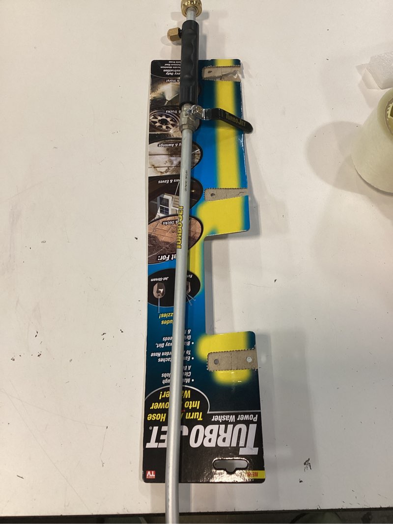 Condition photo showing As Is for turbo jet rear trigger adjustable spray garden hose nozzle - turn your hose into a power washer - easy attachment - 2 patterns