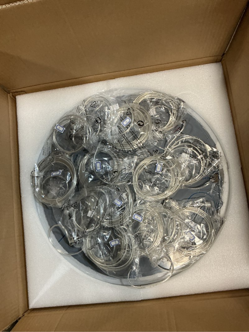 Condition photo showing New/Like New for 14-Light Modern Chandeliers for Entrance High Ceiling Chandelier Long Lights Fixture LED Ceiling Light Bubble Crystal for Hallway Foyer Stairwell Silver 14-Lights Round