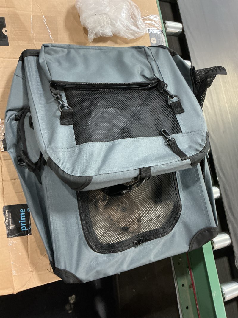 Condition photo showing Good Condition for petprsco portable collapsible dog crate, travel dog crate 24x17x17 with soft warm blanket and foldable bowl for large cats & small dogs indoor and outdoor 24.0"l x 17.0"w x 17.0"h gray