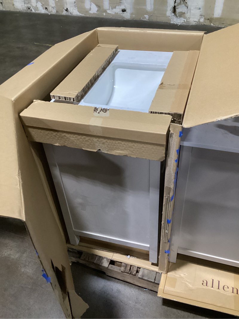 Condition photo showing Good Condition for 100+ bought last week allen + roth Sandbanks 30-in Flaxen Greige Undermount Single Sink Bathroom Vanity