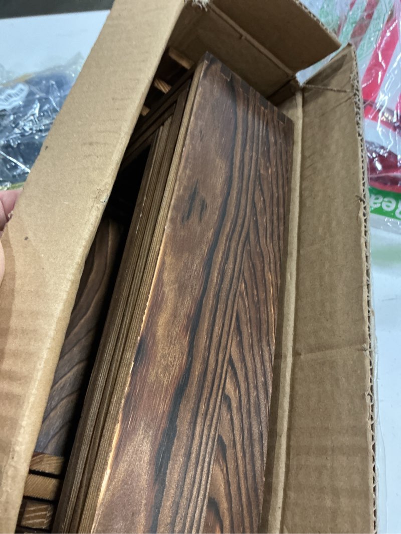 Condition photo showing Good Condition for 2 set wooden tiered risers display stands for vendor events,stackable wood cupcake display stand,farmhouse decor wood dessert table display set,vendor booth display items,food display risers for party