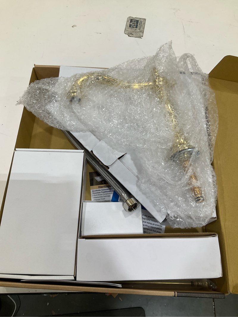 Condition photo showing Good Condition for kingston brass kb1972ax heritage widespread lavatory faucet, polished brass, 8-inch adjustable center