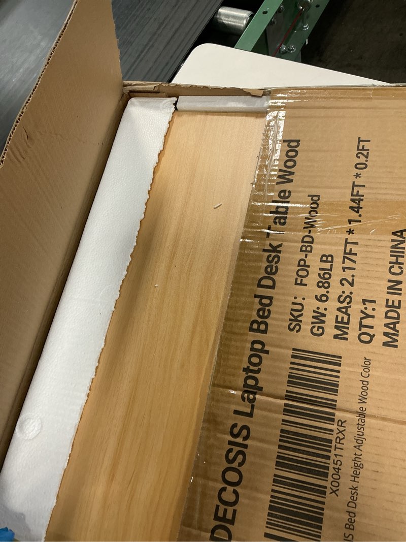 Condition photo showing Good Condition for DECOSIS Laptop Bed Desk Height Adjustable, Bed Laptop Table with USB/Storage Drawer/Cup Holder/Tablet Stand/Book Shelf, Foldable Breakfast Tray Portable for Reading Writing, Bed, Sofa & Floor, Pink