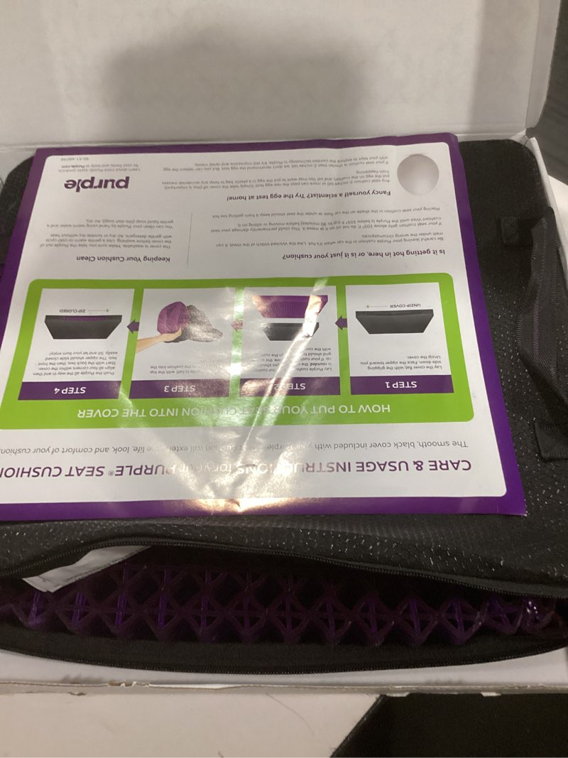 Condition photo showing Good Condition for Purple Simply Seat Cushion | Pressure Reducing Grid Designed for Ultimate Comfort | Designed for Cars and Travel | Made in The USA