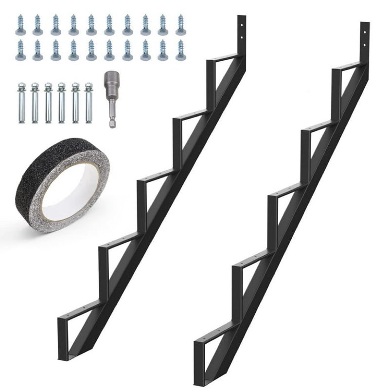 steel stair step riser -5 step for deck height 41.8 inches metal stair stringer step stringer support connector frame hanger bracket