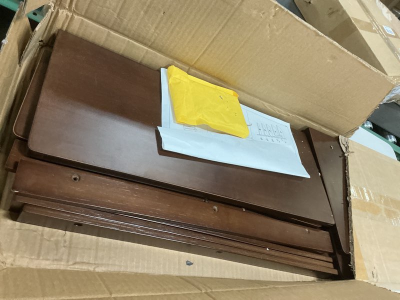 Condition photo showing Good Condition for Maydear Bamboo Ladder Shelf Bookcase, 5-Tier Leaning Bookshelf Free Standing Organizer Storage Shelves for Living Room, Bedroom, Kitchen, Home Office, Balcony, Walnut 5 Tier Walnut