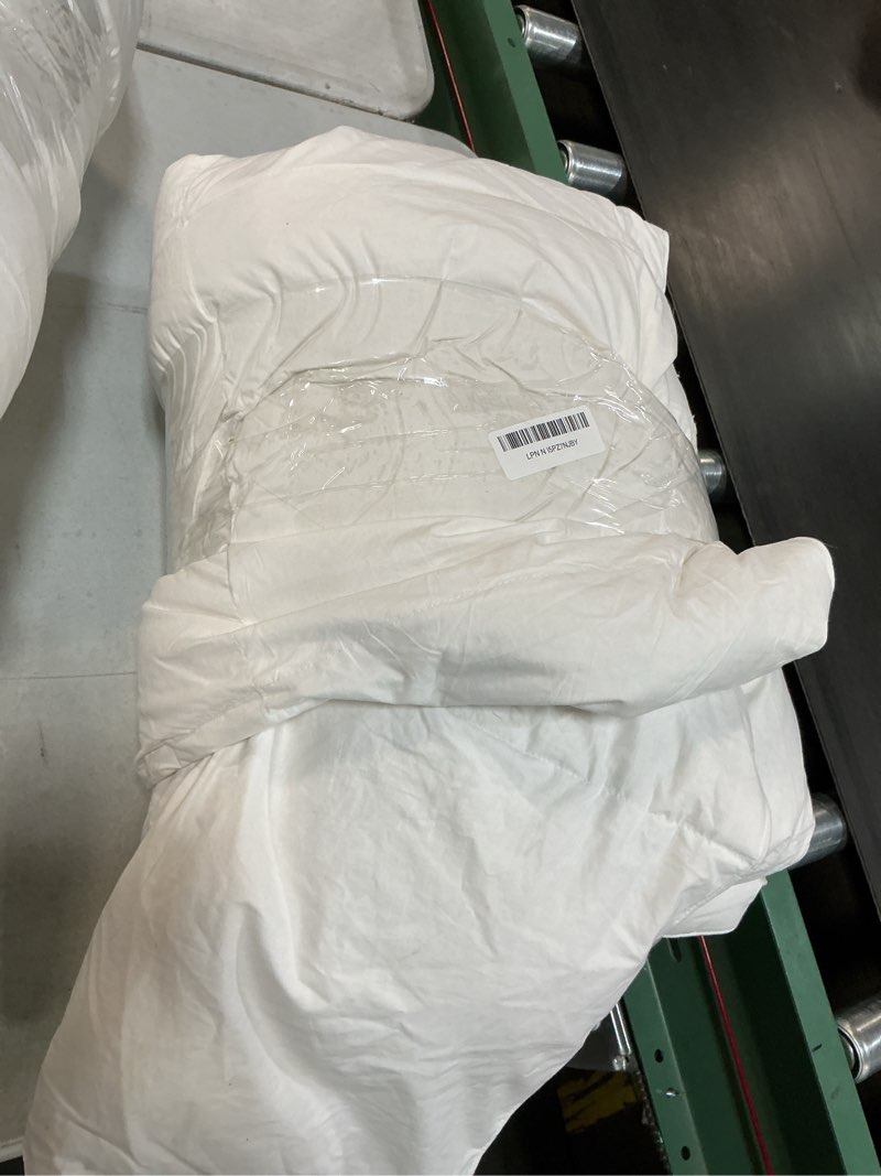 Condition photo showing As Is for Hotel Grand Luxury White Goose Feather Down Fiber Comforter Twin Size, 100% Cotton All Season Duvet Insert Twin, Medium Warmth Bedding Comforter with 8 Corner Loops, White 68x90 Inch All Season Twin