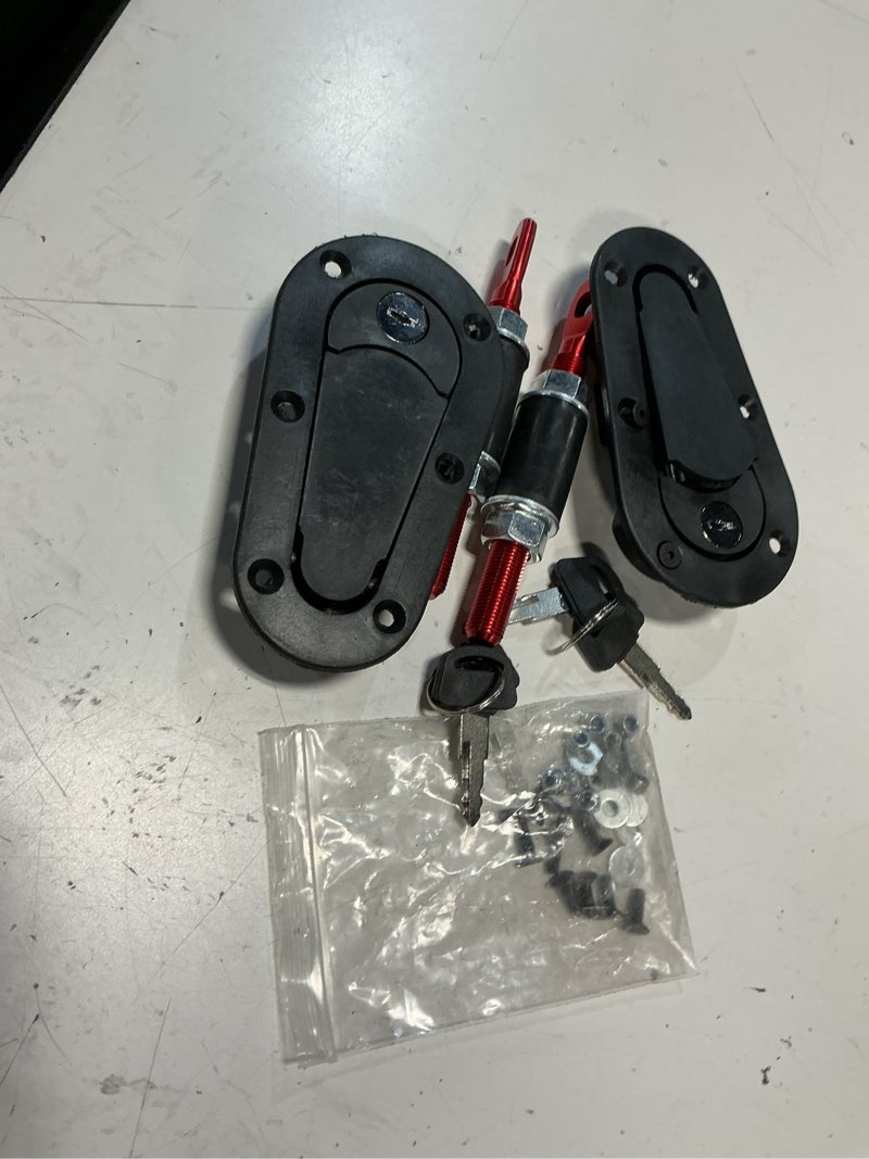 Condition photo showing As Is for flush hood latch and pin kit - black?universal racing car hood pin engine bonnet latch lock kit