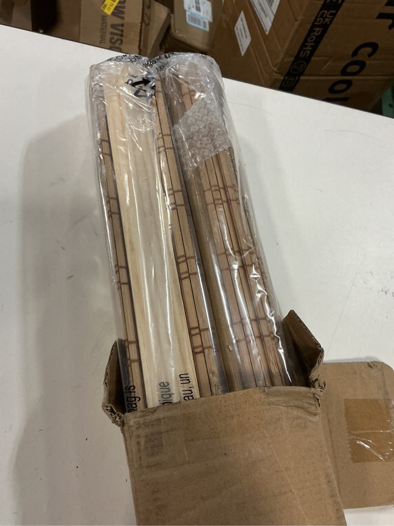 Condition photo showing New/Like New for lazblinds no tools no drill cordless bamboo roman shades, light filtering window treatment, roll up bamboo blinds for windows 36'' w x 64'' h, ceylon light russet light filtering-ceylon light russet 36" w x 64" h
