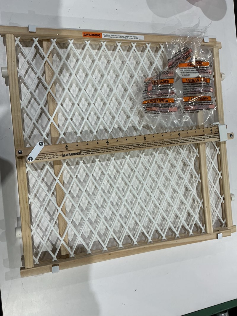 Condition photo showing Good Condition for toddleroo by north states - diamond mesh wooden baby gate: pressure mounted baby gate for doorways - adjustable 26.5 to 42 inches wide - 23 inches tall