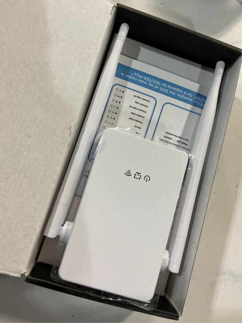 Condition photo showing Good Condition for 2026 wifi extender signal booster, new gen internet booster for home, 4x faster, covers up to 16,899 sq.ft, wi-fi repeater with ethernet port, wireless long range amplifier, easy setup (white)