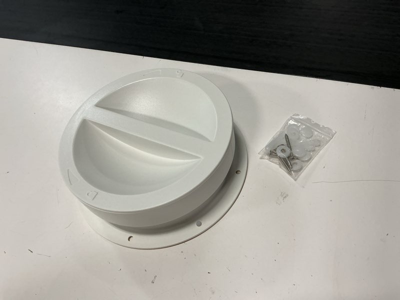Condition photo showing Good Condition for mobile ac+ dual size wall mount connector for portable air conditioner exhaust hose vent, 6 and 6.5 inches hose compatible, white, off season cover plug included, omni-directional