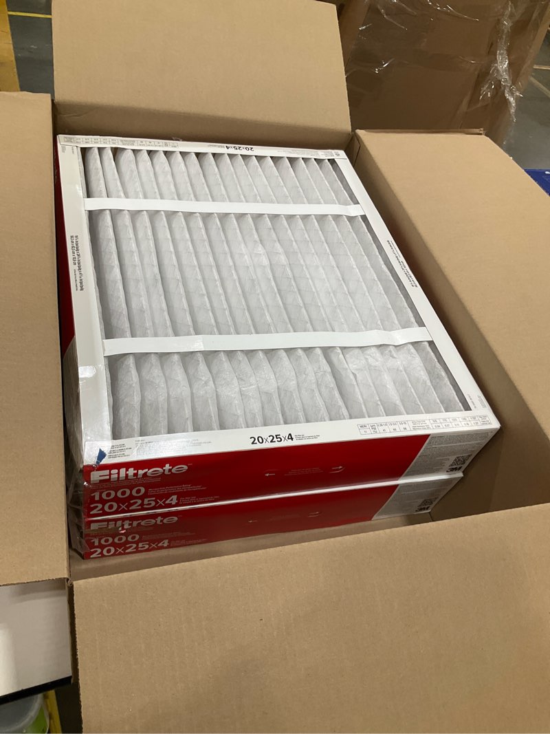 Condition photo showing Good Condition for filtrete 20x25x4 air filter merv 11, mpr 1000 micro allergen defense 2-pack, fits honeywell & aprilaire, ac furnace hvac filters for home, pleated electrostatic (actual size 19.88 x 24.63 x 4.31 in)