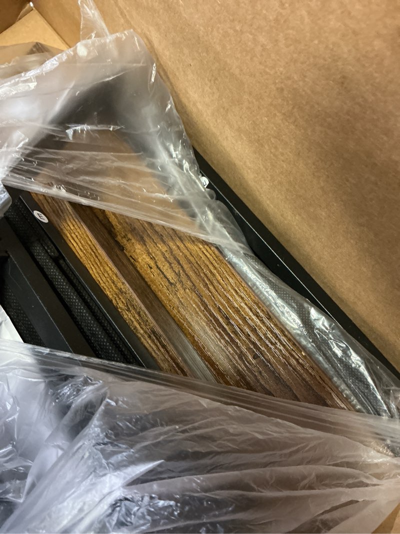 Condition photo showing As Is for Night Stand Set 2, LED Nightstand with Charging Station, End Tables with Storage Shelf for Small Space, Bedside Table with 2 Fabric Drawers for Bedroom, Brown HETS02PQBR Full Brown Power&LED