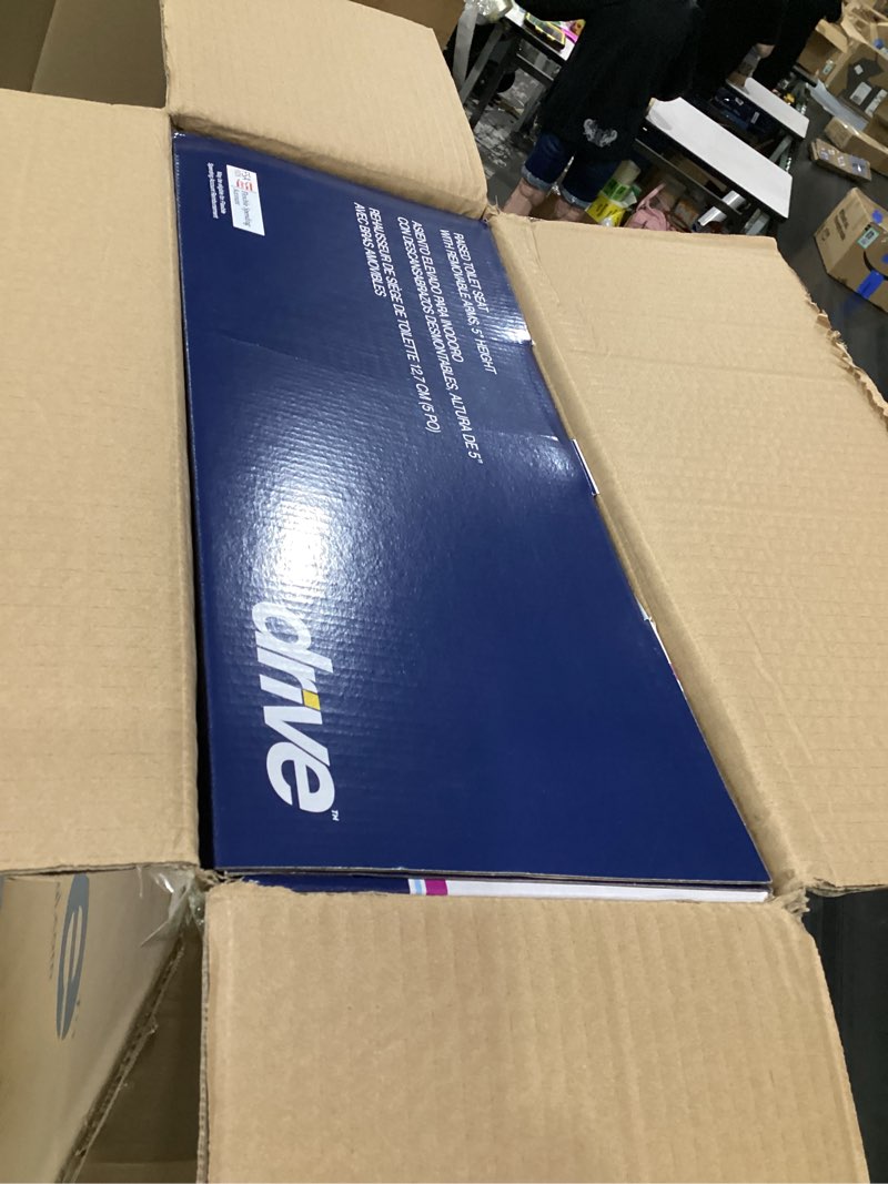 Condition photo showing Good Condition for drive medical 2-in-1 raised toilet seat with removable padded arms - elevated bathroom safety support - secure locking attachment - easy height assistance - durable construction, standard toilets