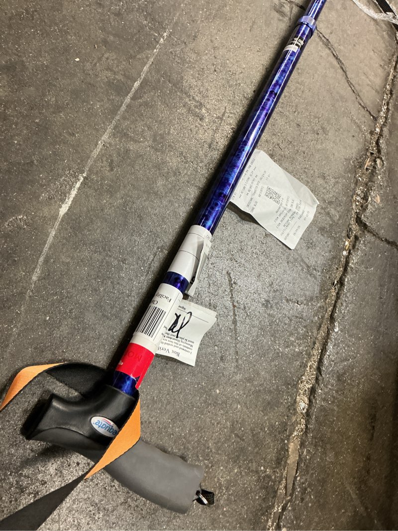 Condition photo showing As Is for equate mobility comfort grip walking cane, blue, height adjustable, 300 lb weight capacity (demagned)