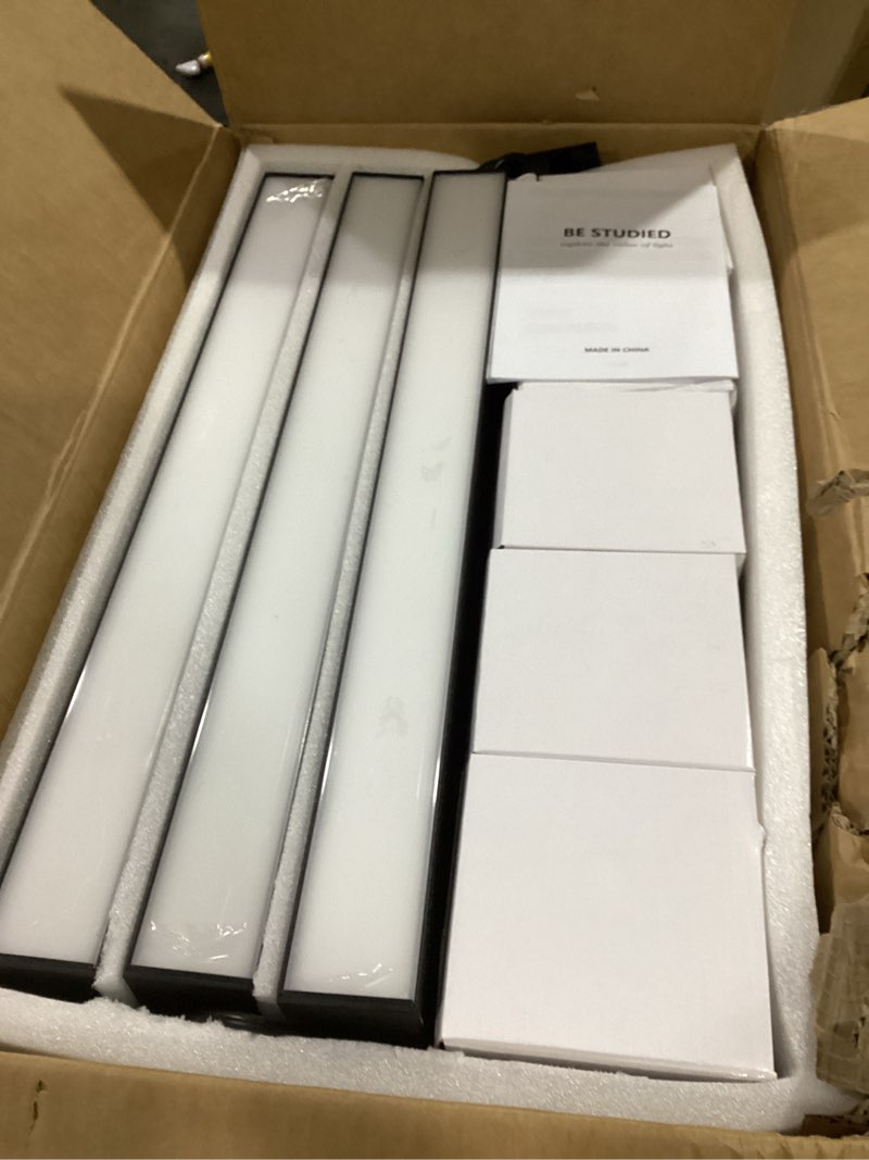 Condition photo showing Good Condition for 16ft led linear light, 200w pendant light fixtures, 0~10v remote switch, 3000k 4000k 6000k color changing function, combination black ceiling shop light, suspended office lighting fixture black 4.8-0.6