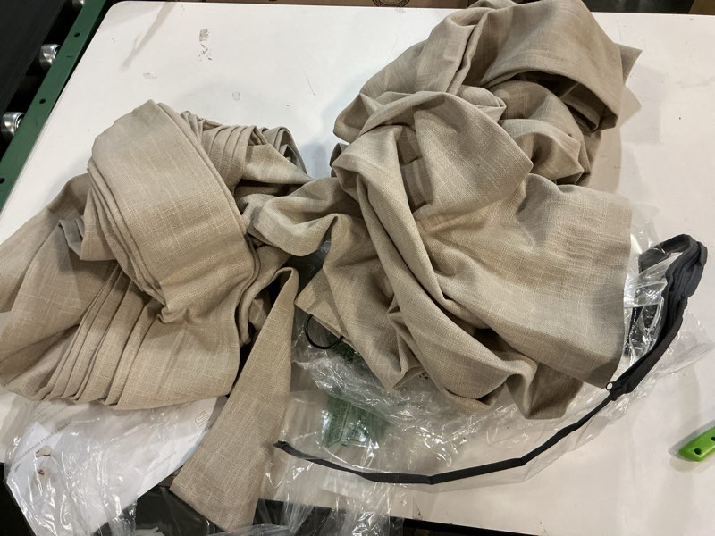 Condition photo showing Good Condition for Flax Linen Curtains Pinch Pleated 84 Inch Length 2 Panels for Living Room Bedroom Burlywood Birch Semi Sheer Rustic Farmhouse Back Tab Pinch Pleat Hooks Rings Window Curtain 84 Inches Long Taupe Burlywood Birch 40"W x 84"L (Pack of 2)