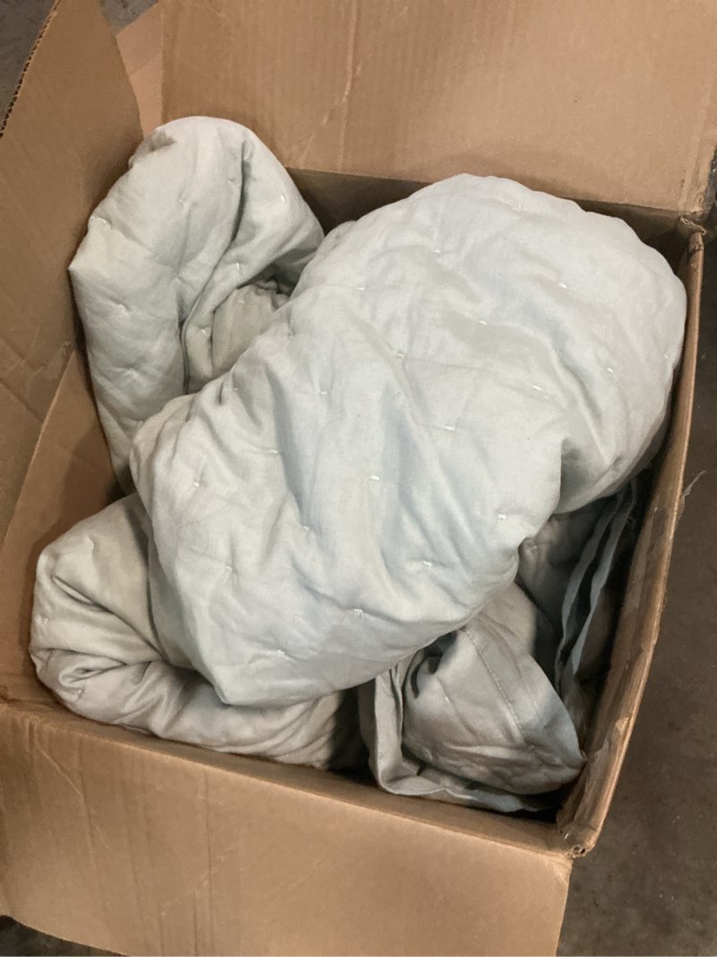 Condition photo showing As Is for (incomplete)european linen dream quilt set, king/cal king, mist