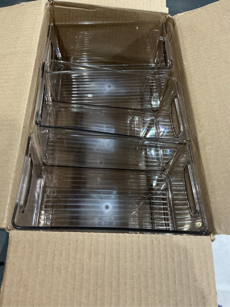 Condition photo showing As Is for idesign plastic organizer kitchen storage bin set, clear