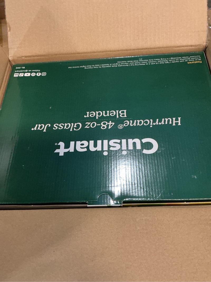 Condition photo showing New/Like New for Cuisinart Hurricane® 48 oz Glass Jar Digital Blender, Manual 5 Speeds, 6 Presets - Smoothie, Pulse, Milkshake, Cocktail, Ice Crush, and Clean, BL-200