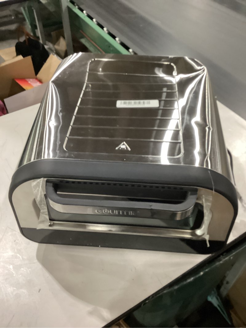Condition photo showing As Is for Gourmia Indoor Pizza Oven Air Fryer Toaster – 1800W Countertop Multi-Cooker with Pizza Stone, Digital Controls & 6 Presets, Stainless Steel