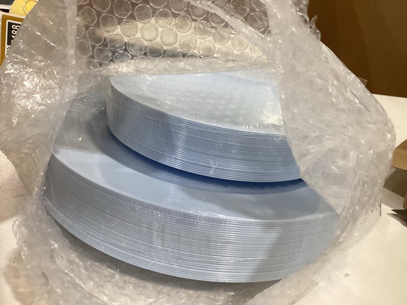 Condition photo showing Good Condition for flowercat 60pcs light blue heavy duty plastic disposable party plates set – 30pcs 10.25? dinner & 30pcs 7.5? dessert plates – durable blue tableware for easter parties, wedding, bbq & baby shower 60 baby blue